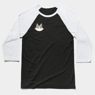 Grey Cat Head Baseball T-Shirt